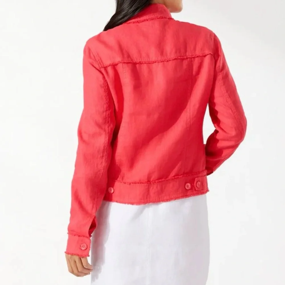 Tommy Bahama Women's Two Palms Linen Raw Edge Jacket - Medium - Picture 3 of 7
